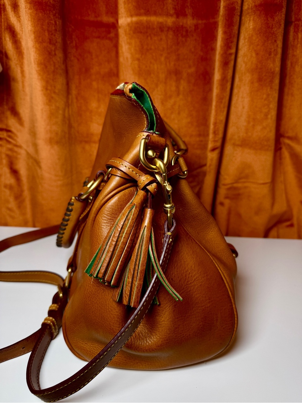Dooney & Bourke Florentine Leather Satchel Natural Tan Bag J4844068 EUC Clean - Picture 4 of 12